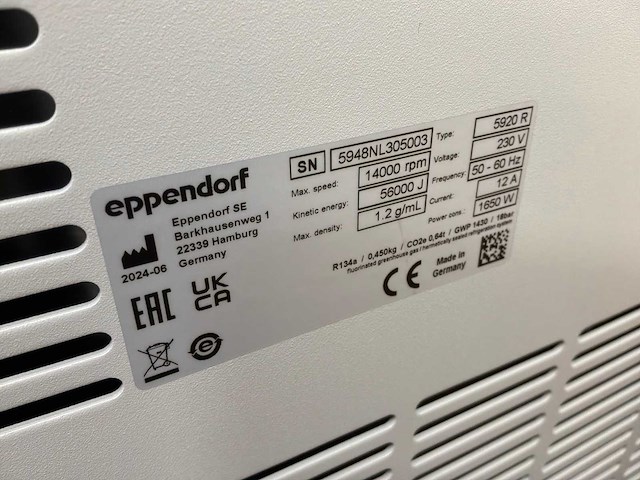 2024 eppendorf 5920r gekoeld laboratorium centrifuge - afbeelding 5 van  5