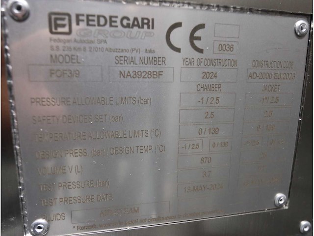 2024 fedegari fof3/9 decontaminatie/steriliserende autoclaaf - afbeelding 2 van  13