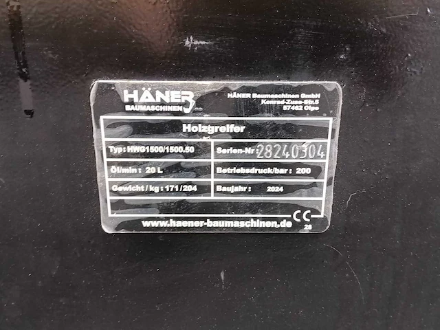2024 häner hwg1500/1500.50 hydraulische houtgrijper – cw10 – rotator – 1.500 mm - afbeelding 2 van  10