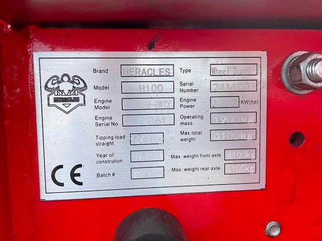 2024 heracles h100 mini dumper (new) - afbeelding 19 van  26