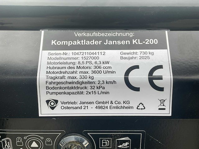 2024 jansen kl-200 kompakt-rupslader - afbeelding 9 van  17