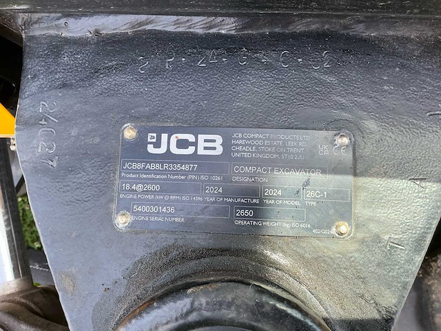 2024 jcb 26c-1 minigraafmachine - afbeelding 30 van  36