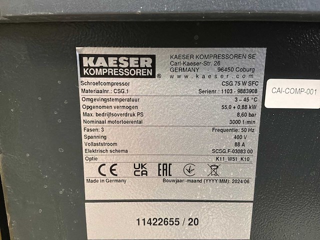 2024 kaeser csg 75 w sfc schroefluchtcompressor - afbeelding 5 van  5