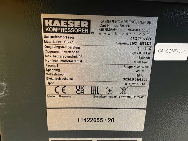2024 kaeser csg 75 w sfc schroefluchtcompressor - afbeelding 5 van  5