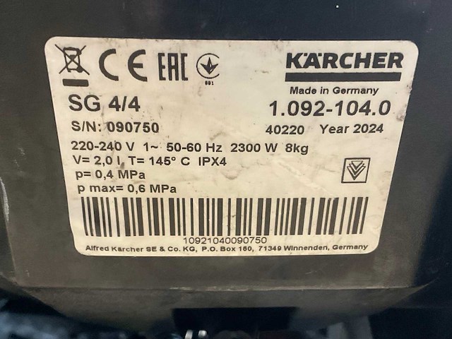 2024 kärcher sg 4/4 hogedrukreiniger - afbeelding 1 van  1