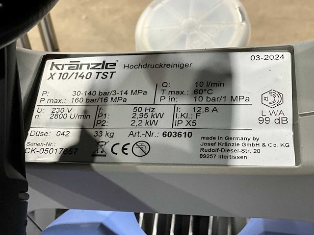 2024 kranzle x10/150tst hogedrukreiniger - afbeelding 3 van  12