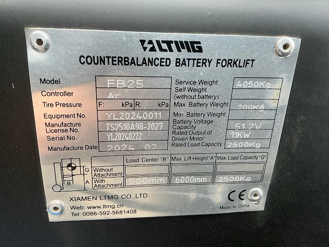 2024 ltmg fb25 vorkheftruck - afbeelding 15 van  22