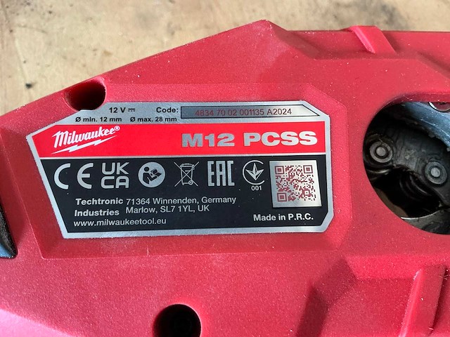 2024 milwaukee m12 pcss pijpsnijder - afbeelding 4 van  4