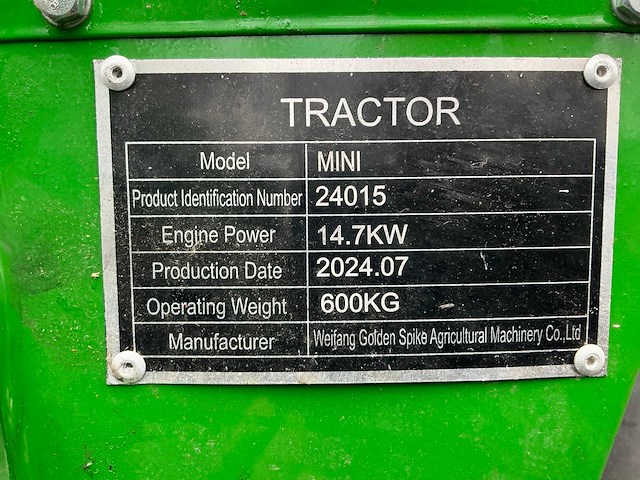 2024 mkdr minitractor met frees 1100mm ongebruikt - afbeelding 25 van  31