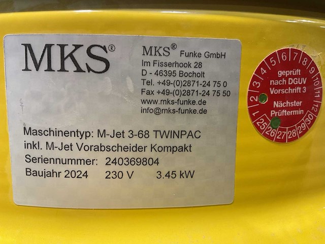 2024 mks m-jet 3-68 twinpac met m-jet vorabscheider kompakt industriële stofzuiger - afbeelding 7 van  7