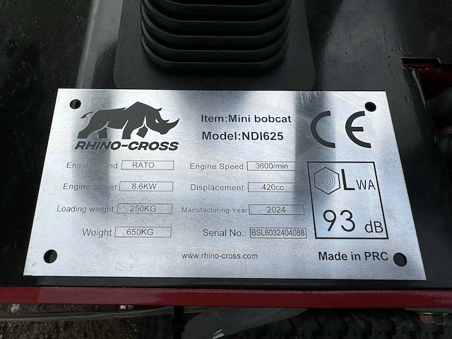 2024 rhino-cross ndi625 mini bobcat - afbeelding 3 van  5