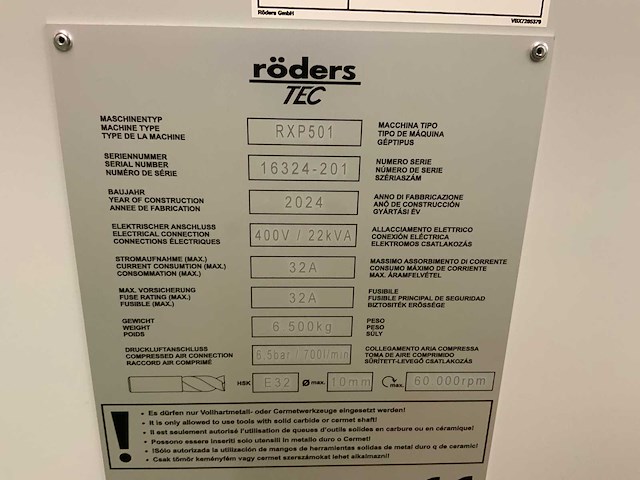 2024 röders rpx 501 cnc bewerkingscentrum - afbeelding 21 van  31