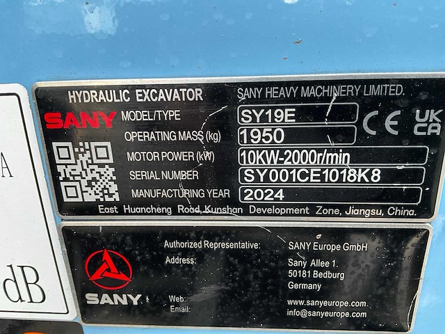 2024 sany sy19e elektrische minigraafmachine - afbeelding 17 van  24