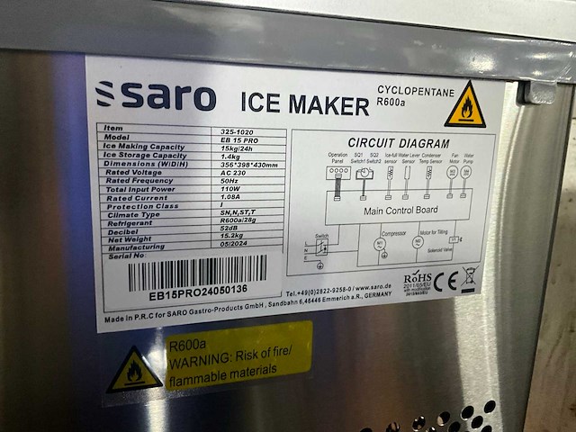 2024 saro eb 15 pro ijsblokjesmachine - afbeelding 7 van  7