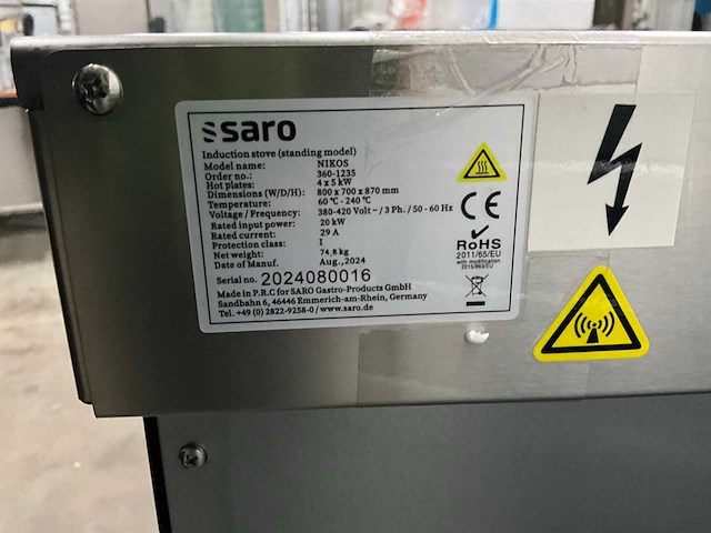 2024 saro nikos inductie fornuis - afbeelding 8 van  8