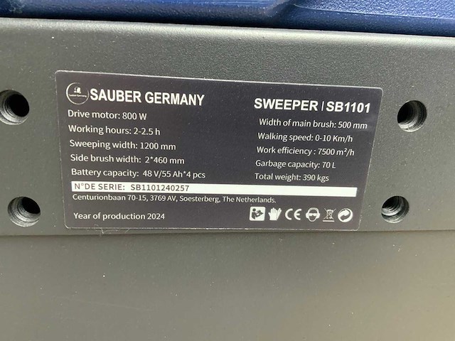 2024 sauber germany sb1101 vloerreiniger - afbeelding 14 van  14
