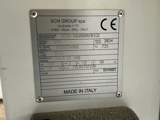 2024 scm se22 nova si 400 platen opdeelzaagmachine - afbeelding 7 van  12