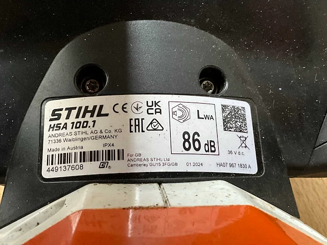 2024 stihl hsa 100 accu heggenschaar - afbeelding 4 van  5