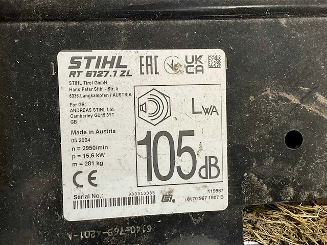 2024 stihl rt 6127 zl zitmaaier - afbeelding 10 van  18