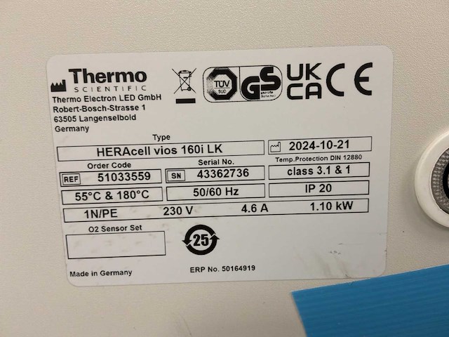 2024 thermowetenschappelijke heracell vios 160i cr laboratorium co2-incubator (2x) - afbeelding 5 van  6
