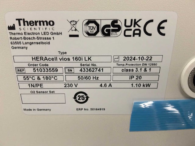 2024 thermowetenschappelijke heracell vios 160i cr laboratorium co2-incubator (2x) - afbeelding 5 van  5