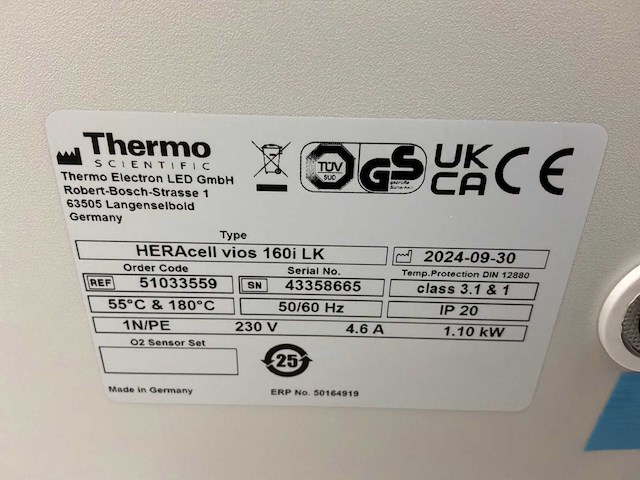 2024 thermowetenschappelijke heracell vios 160i cr laboratorium co2-incubator (2x) - afbeelding 3 van  3