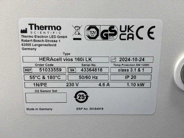 2024 thermowetenschappelijke heracell vios 160i cr laboratorium co2-incubator (2x) - afbeelding 3 van  9