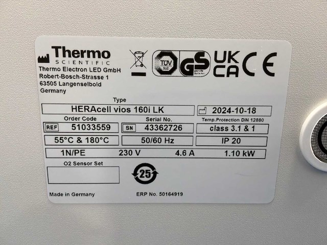 2024 thermowetenschappelijke heracell vios 160i cr laboratorium co2-incubator (2x) - afbeelding 4 van  9