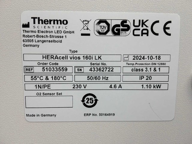 2024 thermowetenschappelijke heracell vios 160i cr laboratorium co2-incubator (2x) - afbeelding 9 van  9