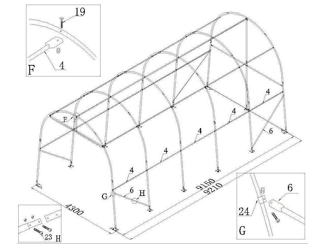 2025 - easy-going - (9,20x4,30x4,30 meter) - garage tent / opslag shelter 143014r - afbeelding 10 van  15