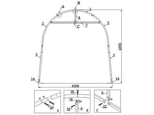 2025 - easy-going - (9,20x4,30x4,30 meter) - garage tent / opslag shelter 143014r - afbeelding 5 van  23