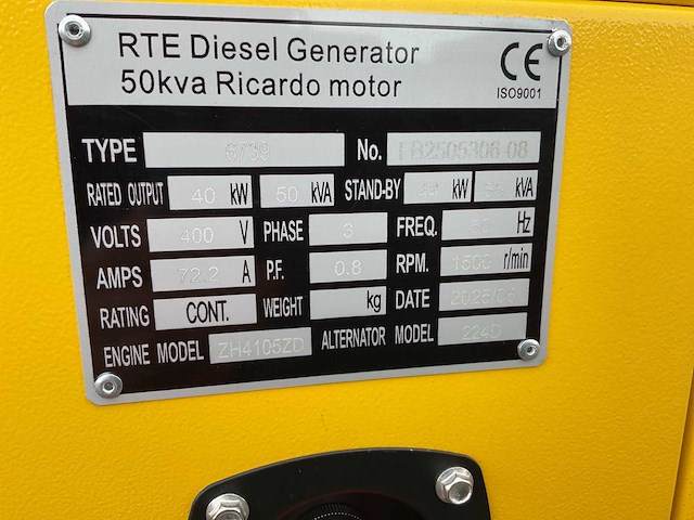 2025 - rte - 50 kva - stroomgenerator - afbeelding 2 van  19