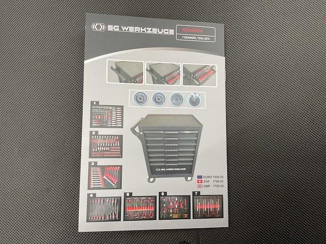 2025 - sg werkzeuge 7 laden 266 pc’s blacklist gereedschapswagen gevuld - afbeelding 9 van  19
