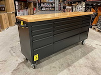 2025 72” 15 laden htc7215pc-1 zwart/hout gereedschapswagen - afbeelding 1 van  16