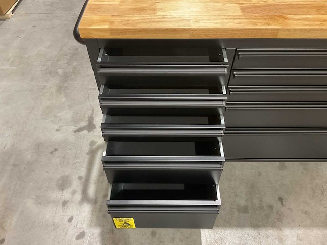 2025 72” 15 laden htc7215pc-1 zwart/hout gereedschapswagen - afbeelding 10 van  16