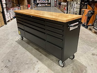 2025 72” 15 laden htc7215pc-1 zwart/hout gereedschapswagen - afbeelding 14 van  16