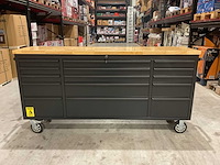 2025 72” 15 laden htc7215pc-1 zwart/hout gereedschapswagen - afbeelding 15 van  16
