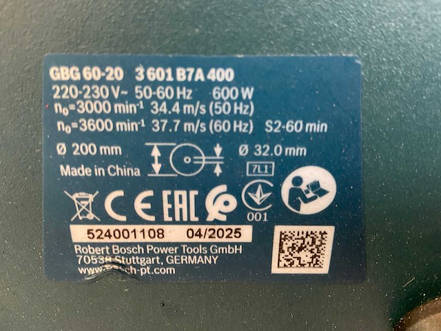 2025 bosch professional gbg 60-20 slijpmachine - afbeelding 3 van  3