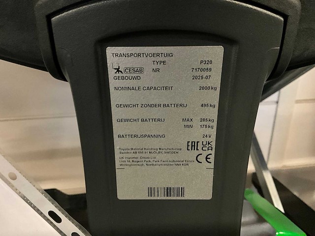 2025 cesab p320 elektrische meerij palletwagen “ongebruikt” - afbeelding 13 van  20