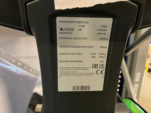 2025 cesab p320 elektrische meerij palletwagen “ongebruikt” - afbeelding 13 van  20