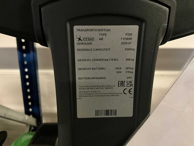 2025 cesab p320 elektrische meerij palletwagen “ongebruikt” - afbeelding 13 van  20