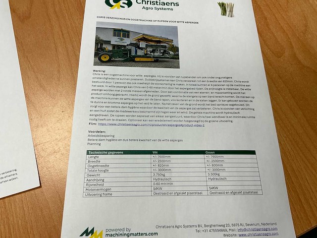 2025 christiaens b 820 2750 zr volautomatische asperge oogstmachine - afbeelding 26 van  32