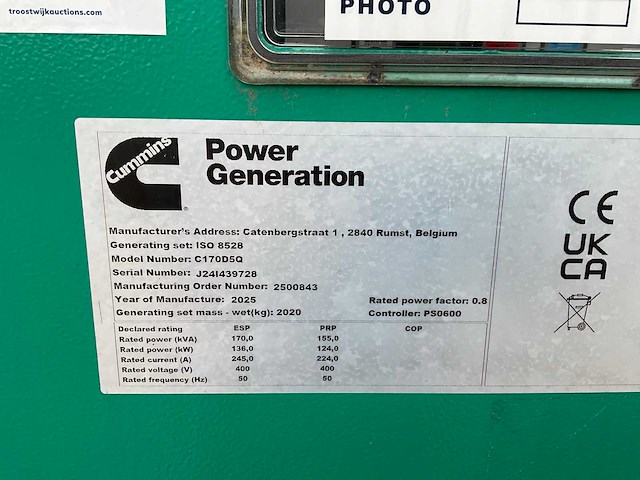2025 cummins c170d5q noodstroomaggregaat, 170kva - afbeelding 5 van  13