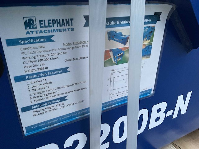 2025 elephant epb2200-n hydraulische sloophamer - afbeelding 12 van  12