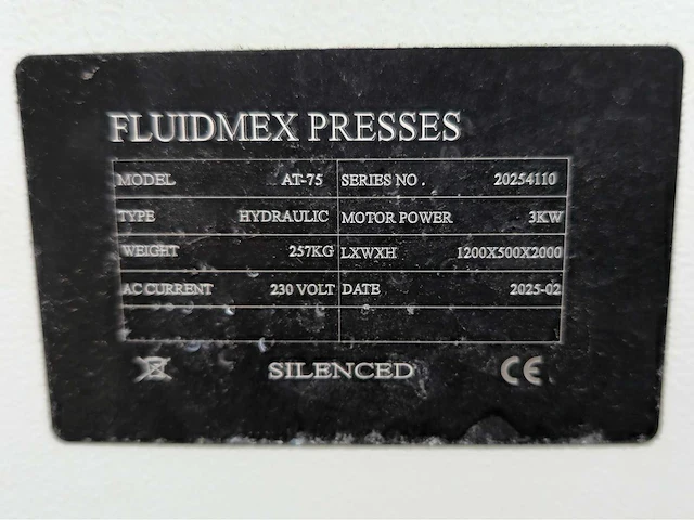 2025 fluidmex presses at-75 hydraulische pers - afbeelding 13 van  13