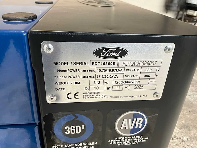 2025 ford fdt16300e stroomgenerator - afbeelding 10 van  11