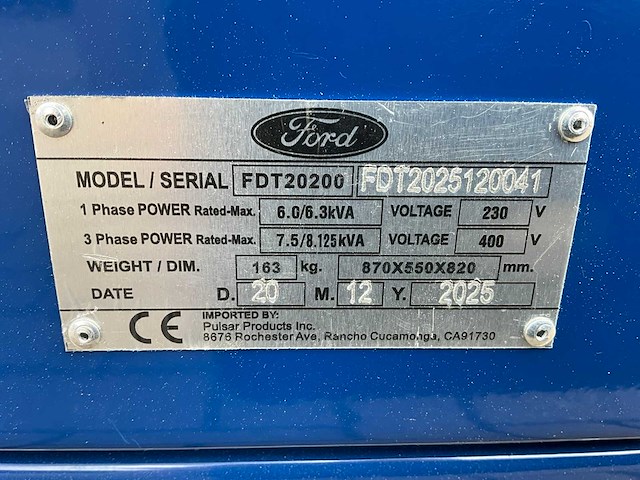2025 ford fdt20200 stroomgenerator - afbeelding 4 van  12