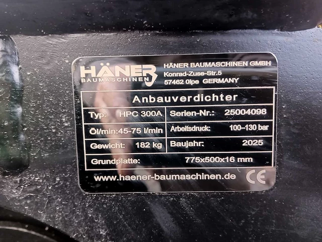 2025 häner hpc 300a hydraulische trilplaat – cw05 – nieuw - afbeelding 8 van  8