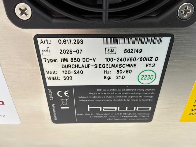 2025 hawo hm 850 dc-v roterende warmteafdichtingsmachine - afbeelding 4 van  4