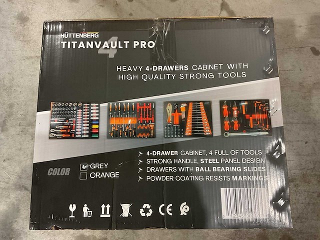 2025 huttenberg 4 la titan vault pro grijs gereedschapswagen - afbeelding 9 van  15